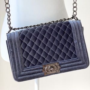 Crossbody grey Velvet Bag
